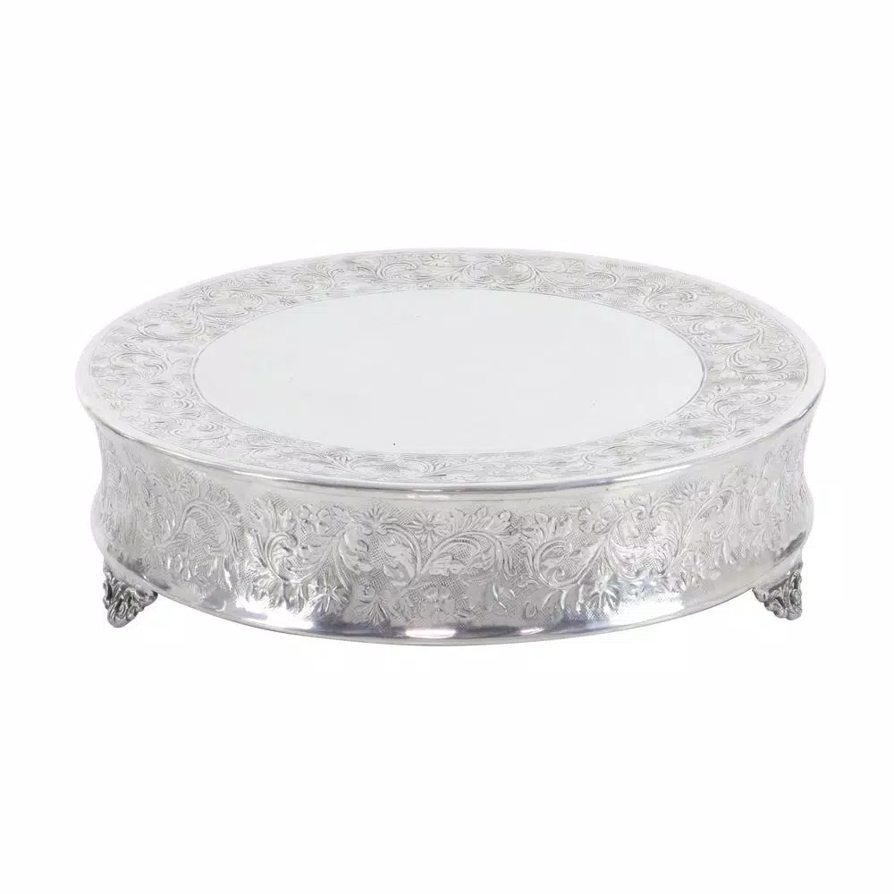 LITTON LANE Silver Aluminum Set of 4 Cake Stands (4-Pack)