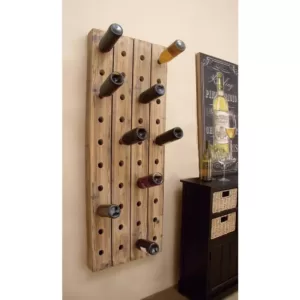 LITTON LANE Pegboard 40-Bottle Wine Rack in Exposed Mahogany Finish