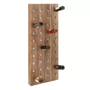 LITTON LANE Pegboard 40-Bottle Wine Rack in Exposed Mahogany Finish