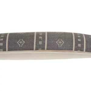 LR Home Embroidered Ethnic 14 in. x 36 in. Gray/Cream Rectangle Throw Pillow