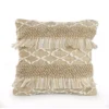 LR Home 20 in. x 20 in. Rustic Beige/White Neutral Fringe Geometric Standard Throw Pillow