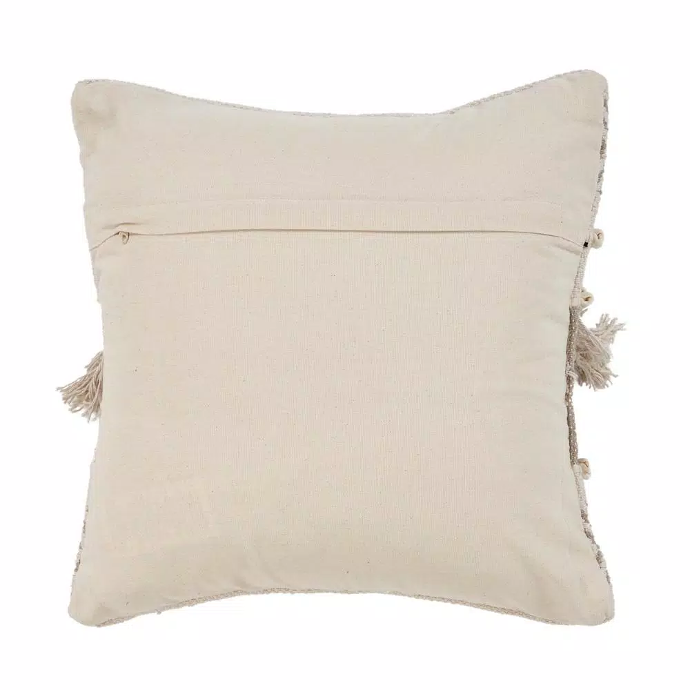 LR Resources Farmhouse Beige and Natural Geometric Hypoallergenic Polyester 20 in. x 20 in. Throw Pillow