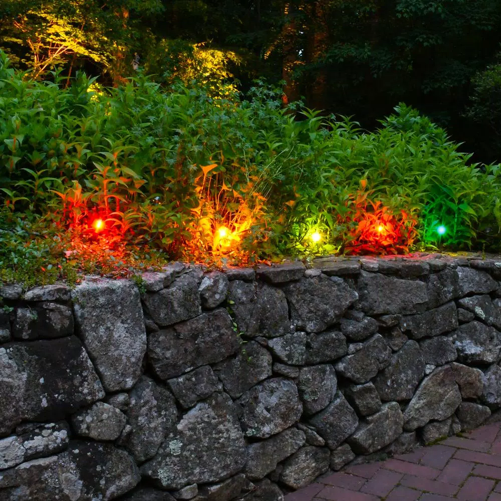 LUMABASE 2.5 in. Round Solar Pathway Color Changing String Lights (8-Light)