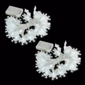 LUMABASE Battery Operated LED White String Lights - Snowflake (Set of 2)