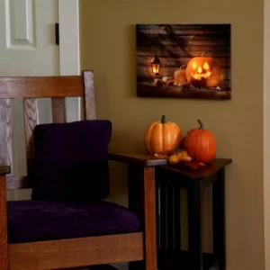 LUMABASE 12 in. x 15.75 in. x 0.75 in. Jack O' Lantern Battery Operated Lighted Wall Art