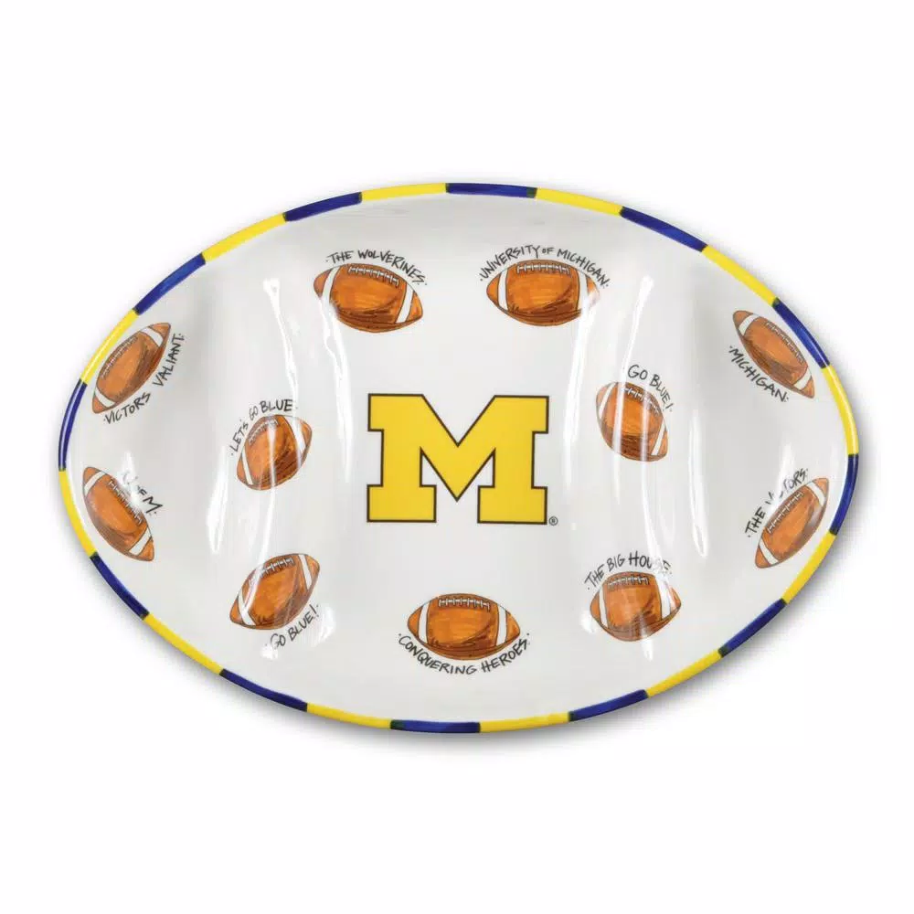 Magnolia Lane Michigan Ceramic Football Tailgating Platter
