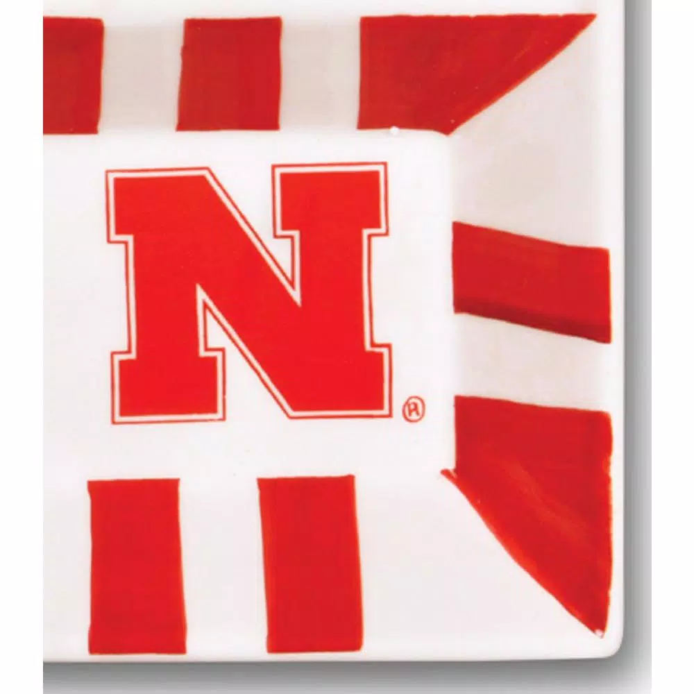 Magnolia Lane Nebraska Ceramic 4 Section Tailgating Serving Platter