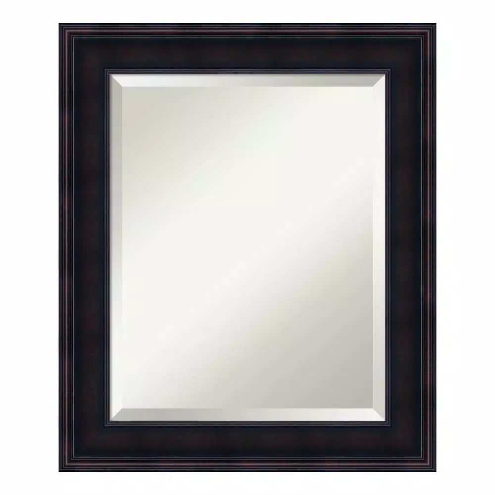 Amanti Art Annatto 21 in. W x 25 in. H Framed Rectangular Beveled Edge Bathroom Vanity Mirror in Mahogany
