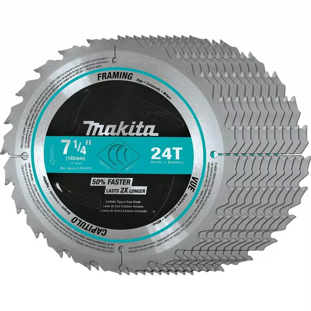 Makita 7-1/4 in. 24-Teeth Carbide-Tipped Framing Blade (10-Pack)