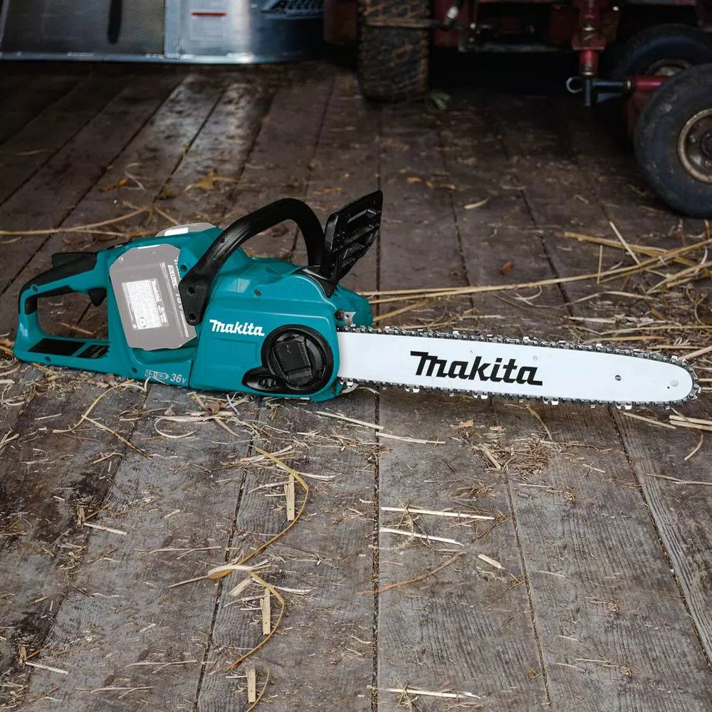 Makita 18V X2 LXT Blower and 18V X2 LXT 16 in. Chain Saw with bonus 18V LXT Starter Pack
