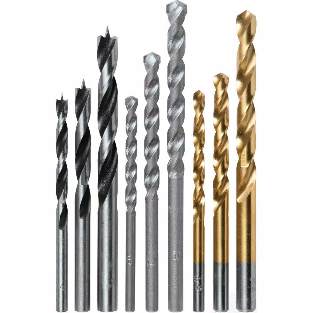 Makita 9-Piece Assorted Drill Bit Set Metal Wood Masonry Straight Shank