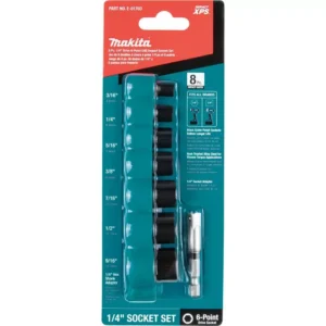 Makita ImpactXPS 1/4 in. Drive 6-Point SAE Impact Socket Set with Standard Socket Adapter (8-Piece)