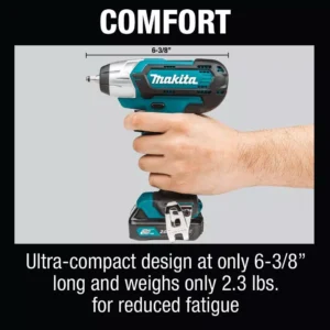 Makita 12-Volt MAX 2.0 Ah CXT Lithium-Ion Cordless 1/4 sq. in. Drive Impact Wrench Kit