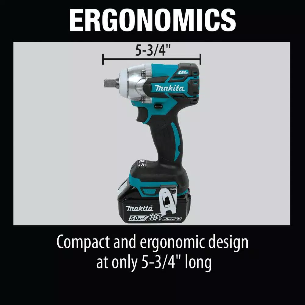 Makita 18-Volt LXT Lithium-Ion Compact Brushless Cordless 1/2 in. 3-Speed Impact Wrench Kit, 2.0Ah