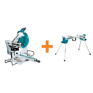 Makita 12 in. Dual-Bevel Sliding Compound Miter Saw with Laser with bonus Compact Folding Miter Saw Stand