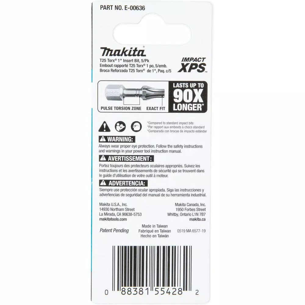 Makita IMPACT XPS T25 Torx 1 in. Insert Bit (5-Pack)