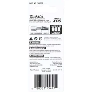 Makita Impact XPS #1 Phillips 2 in. Power Bit (3-Pack)