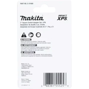 Makita IMPACT XPS Square 2 in. Socket Adapter (3-Piece)