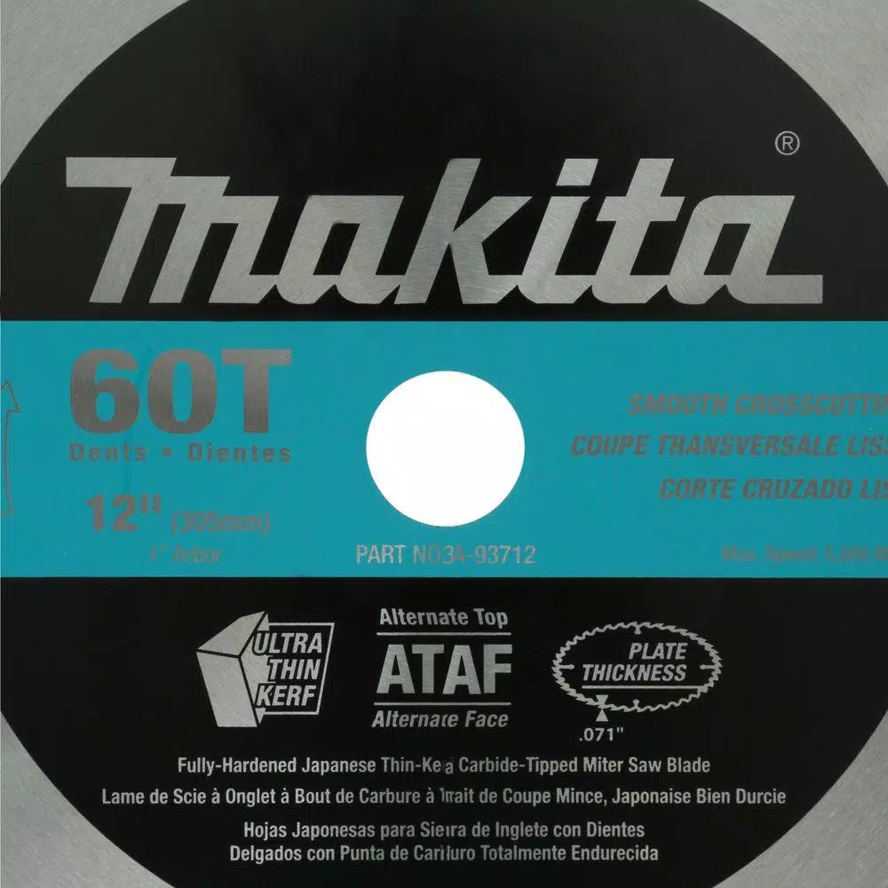 Makita 12 in. x 1 in. 60-Teeth Micro-Polished Miter Saw Blade