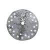 Manor Luxe 56 in. Snowflake Sequin Soft Plush Furry Light Up Round Christmas Tree Skirt in Grey