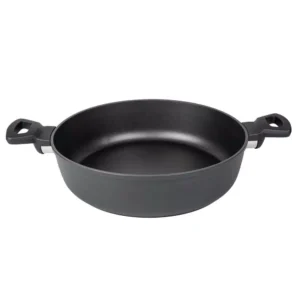MasterPan Modern Series 5 qt. Cast Aluminum Nonstick Saute Pan in Black with Glass Lid