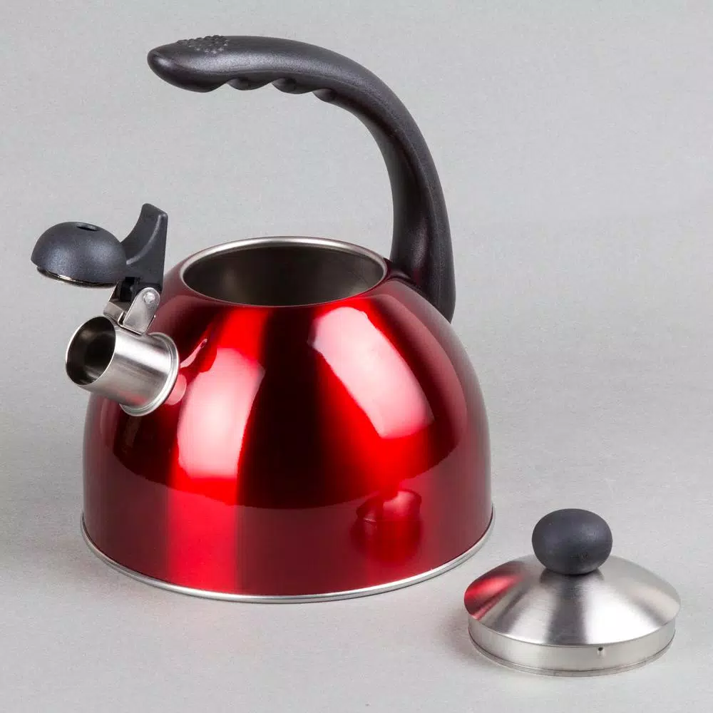 Creative Home Rhapsody 8.4-Cup Cranberry Stainless Steel Stovetop Tea Kettle with Whistle