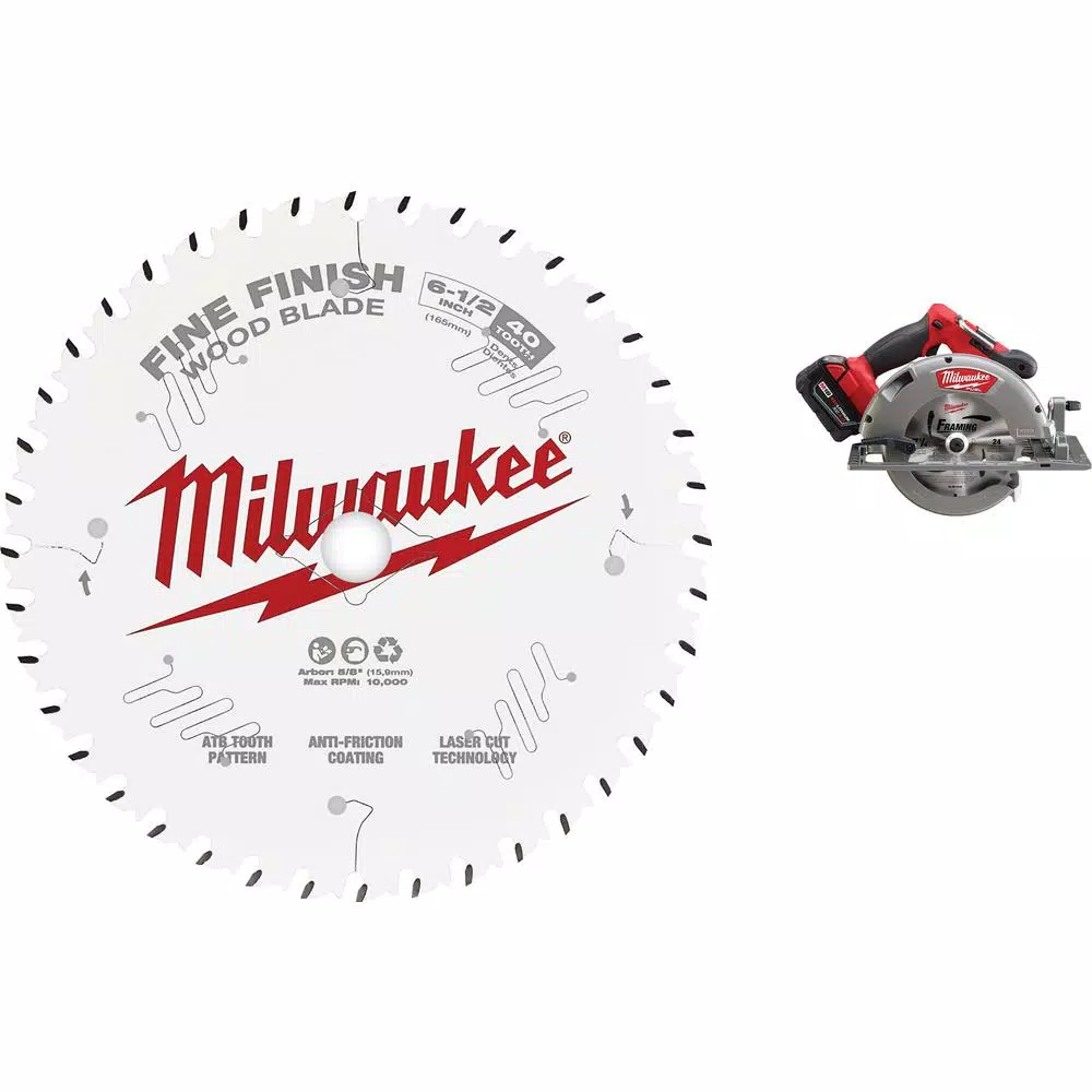 Milwaukee 6-1/2 in. x 40-Tooth Fine Finish Circular Saw Blade
