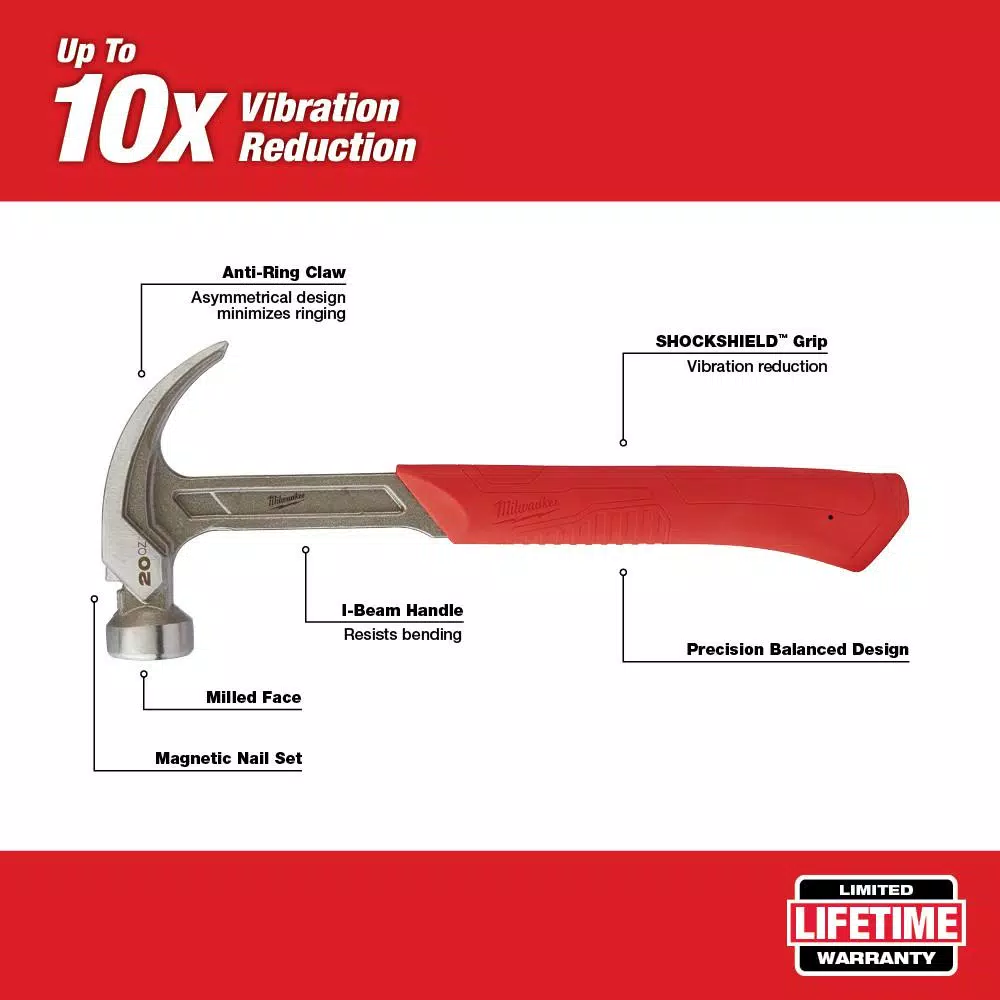 Milwaukee 20 oz. Curved Claw Smooth Face Hammer