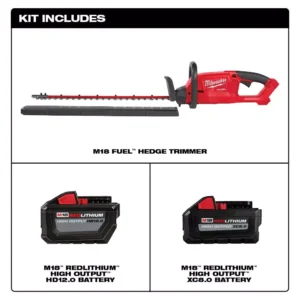 Milwaukee M18 FUEL 18-Volt Lithium-Ion Brushless Cordless Hedge Trimmer with 12 Ah and 8 Ah Batteries
