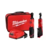 Milwaukee M12 12-Volt Lithium-Ion Cordless 3/8 in. and 1/4 in. Ratchet Kit (2-Tool) with Battery, Charger and Bag