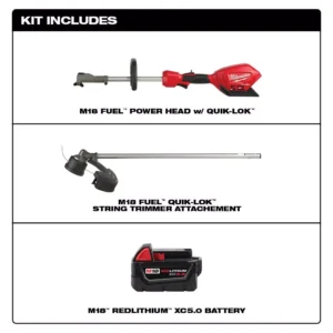 Milwaukee M18 FUEL 18-Volt Lithium-Ion Cordless Brushless String Grass Trimmer W/ Attachment Capability W/ M18 5.0Ah Battery