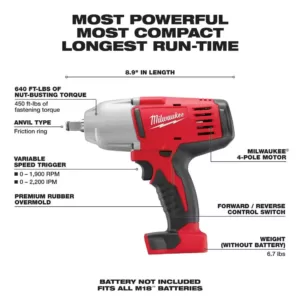 Milwaukee M18 18-Volt Lithium-Ion Cordless 1/2 in. Impact Wrench W/ Friction Ring (Tool-Only)