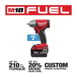Milwaukee M18 FUEL ONE-KEY 18-Volt Lithium-Ion Brushless Cordless 3/8 in. Impact Wrench w/ Friction Ring Kit w/(2) 5.0Ah Batteries