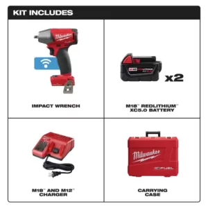 Milwaukee M18 FUEL ONE-KEY 18-Volt Lithium-Ion Brushless Cordless 3/8 in. Impact Wrench w/ Friction Ring Kit w/(2) 5.0Ah Batteries