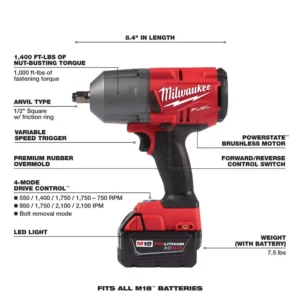 Milwaukee M18 FUEL 18-Volt Lithium-Ion Brushless Cordless 1/2 in. Impact Wrench with Friction Ring Kit W/ FUEL Impact Driver