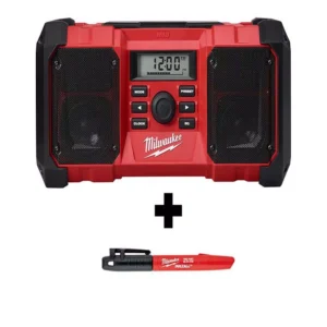 Milwaukee M18 18-Volt Lithium-Ion Cordless Jobsite Radio with INKZALL Black Fine Point Jobsite Marker