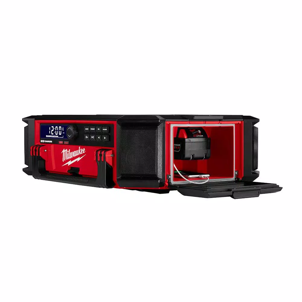 Milwaukee M18 Lithium-Ion Cordless PACKOUT Radio/Speaker with Built-In Charger and PACKOUT Dolly Multi-Purpose Utility Cart