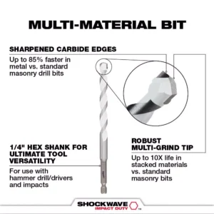 Milwaukee 5/16 in. x 4 in. x 6 in. SHOCKWAVE Carbide Multi-Material Drill Bit