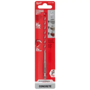 Milwaukee 7/32 in. x 4 in. x 6 in. SHOCKWAVE Carbide Hammer Drill Bit