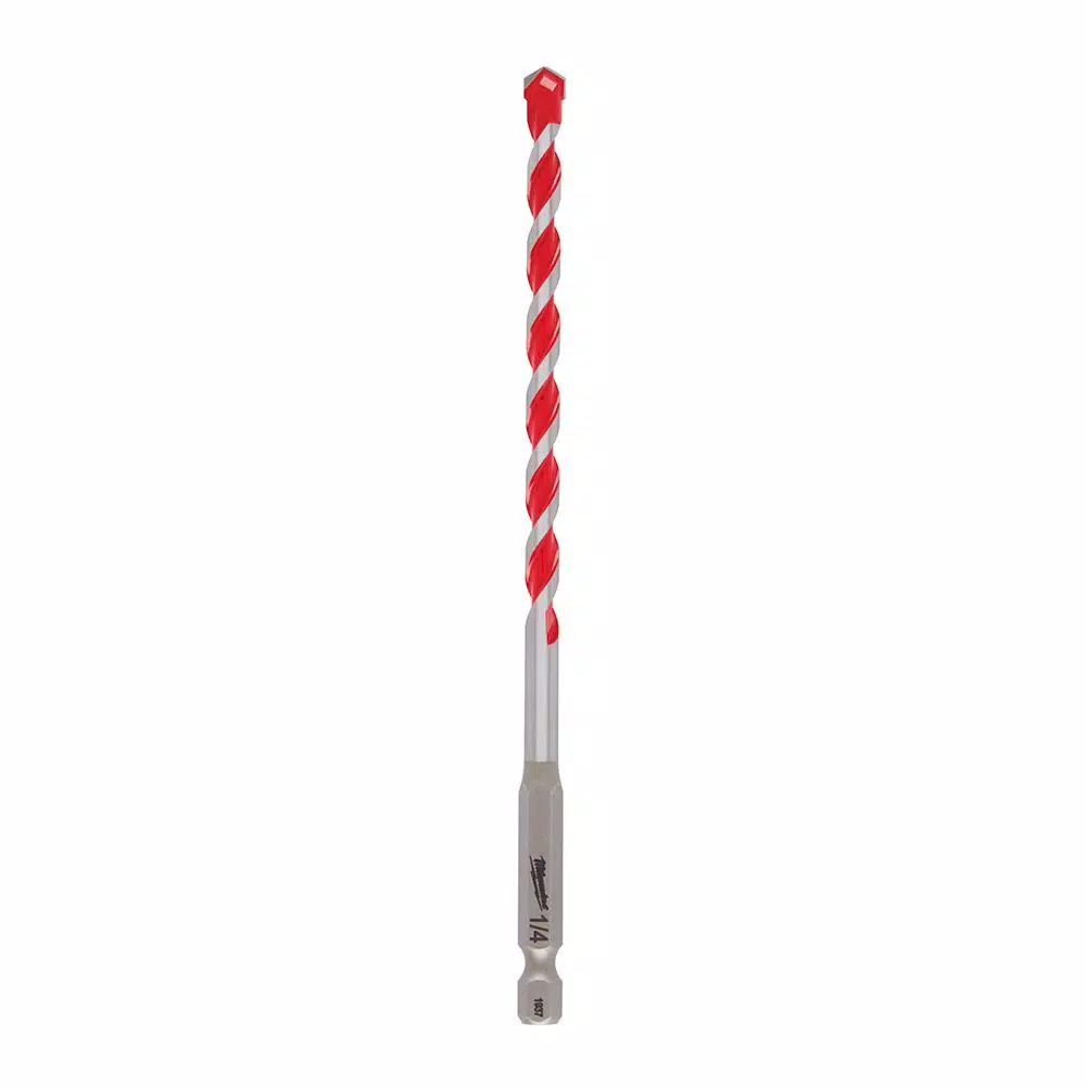Milwaukee 1/4 in. x 4 in. x 6 in. SHOCKWAVE Carbide Hammer Drill Bit for Concrete, Stone, Masonry Drilling