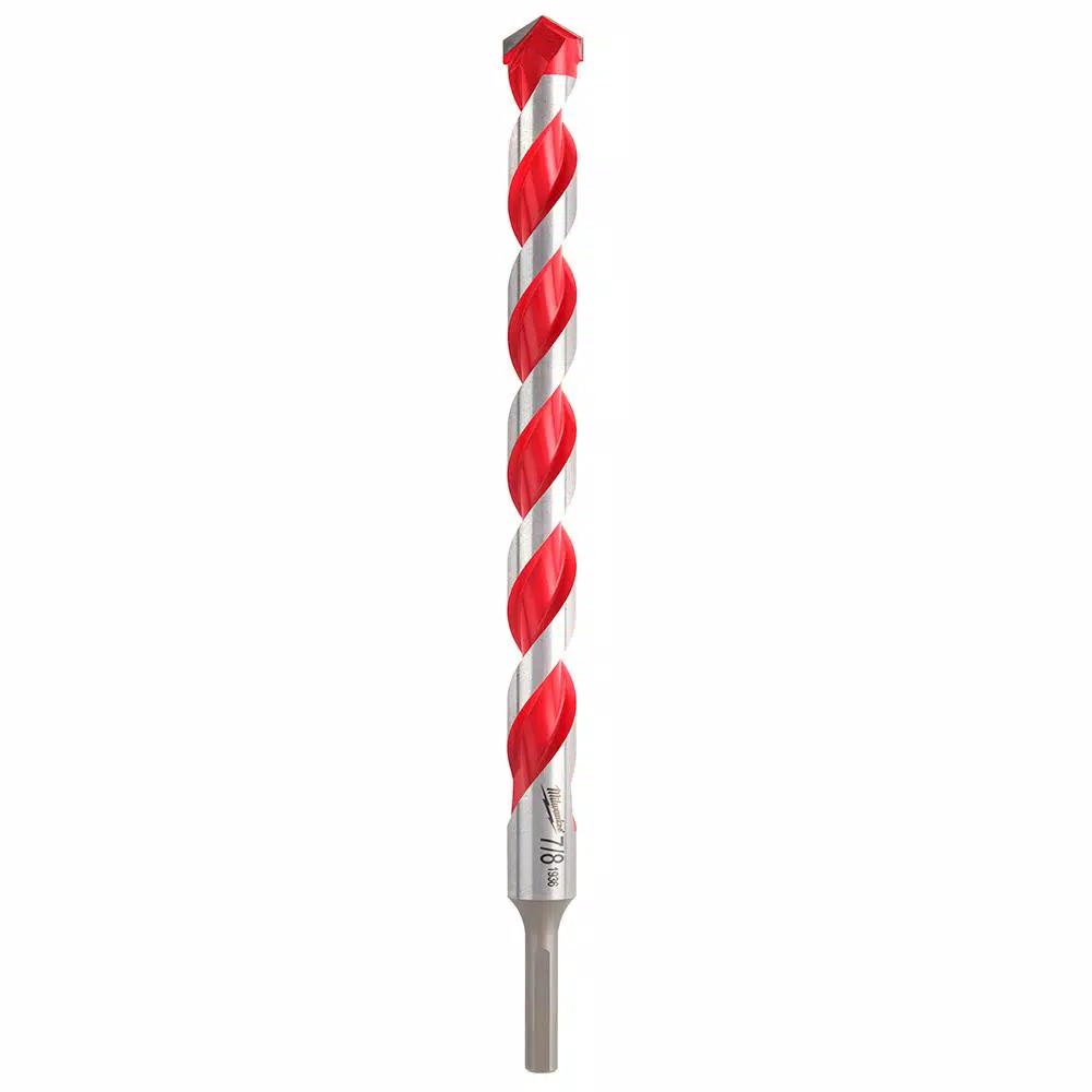 Milwaukee 7/8 in. x 10 in. x 12 in. Carbide Hammer Drill Bit for Concrete, Stone, Masonry Drilling
