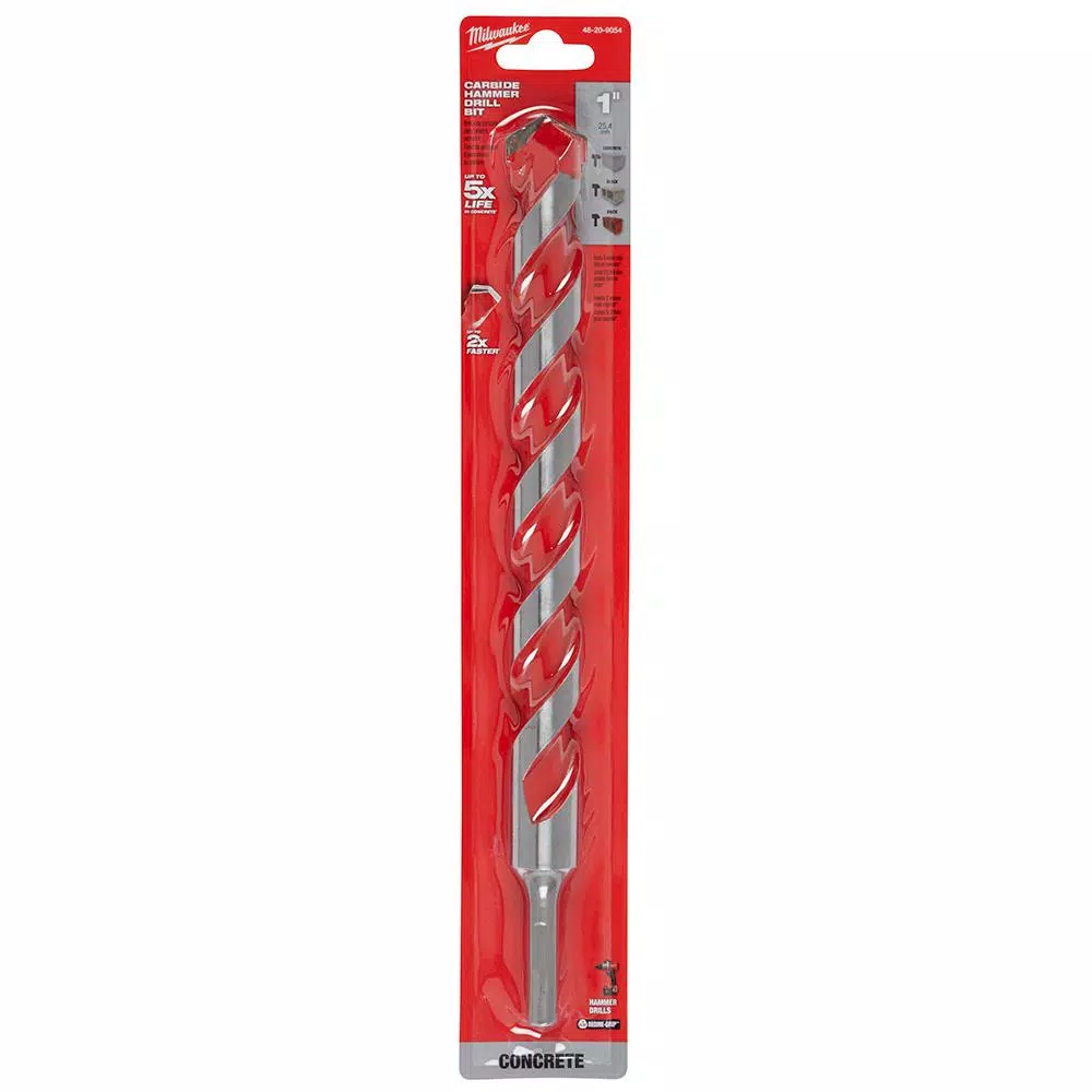 Milwaukee 1 in. x 10 in. x 12 in. Carbide Hammer Drill Bit