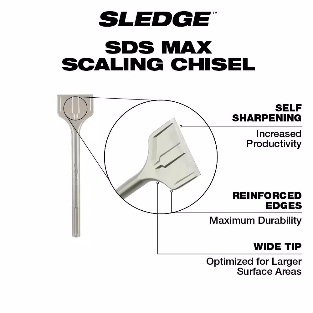 Milwaukee 3 in. x 12 in. SDS-Max SLEDGE Steel Scaling Chisel