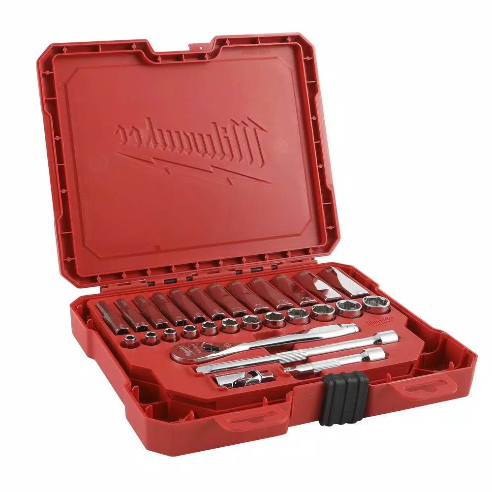 Milwaukee 1/4 in. and 3/8 in. Drive SAE Ratchet and Socket Mechanics Tool Set (54-Piece)