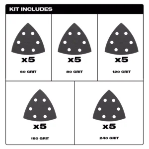 Milwaukee Oscillating Multi-Tool Wood & Drywall Cutting Blade Kit with 3-1/2 in. Triangle Sandpaper Variety Pack (29-Piece)