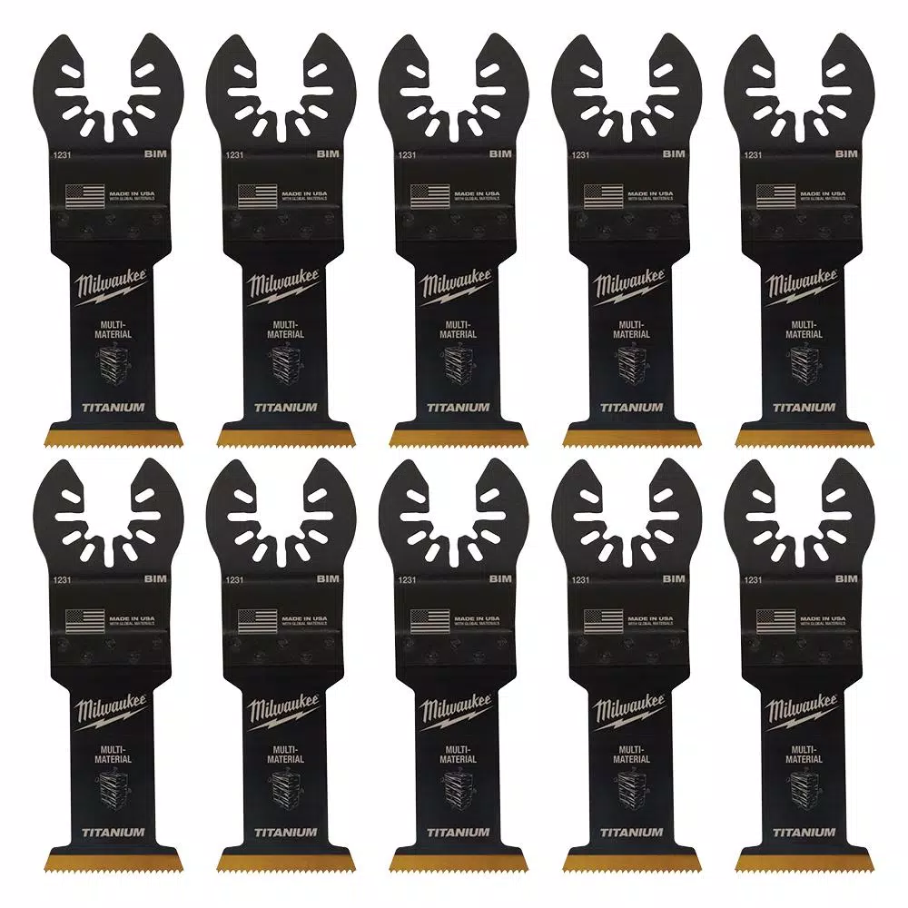 Milwaukee 1-3/8 in. Titanium Bi-Metal Universal Fit Wood and Metal Cutting Oscillating Multi-Tool Blade (10-Pack)