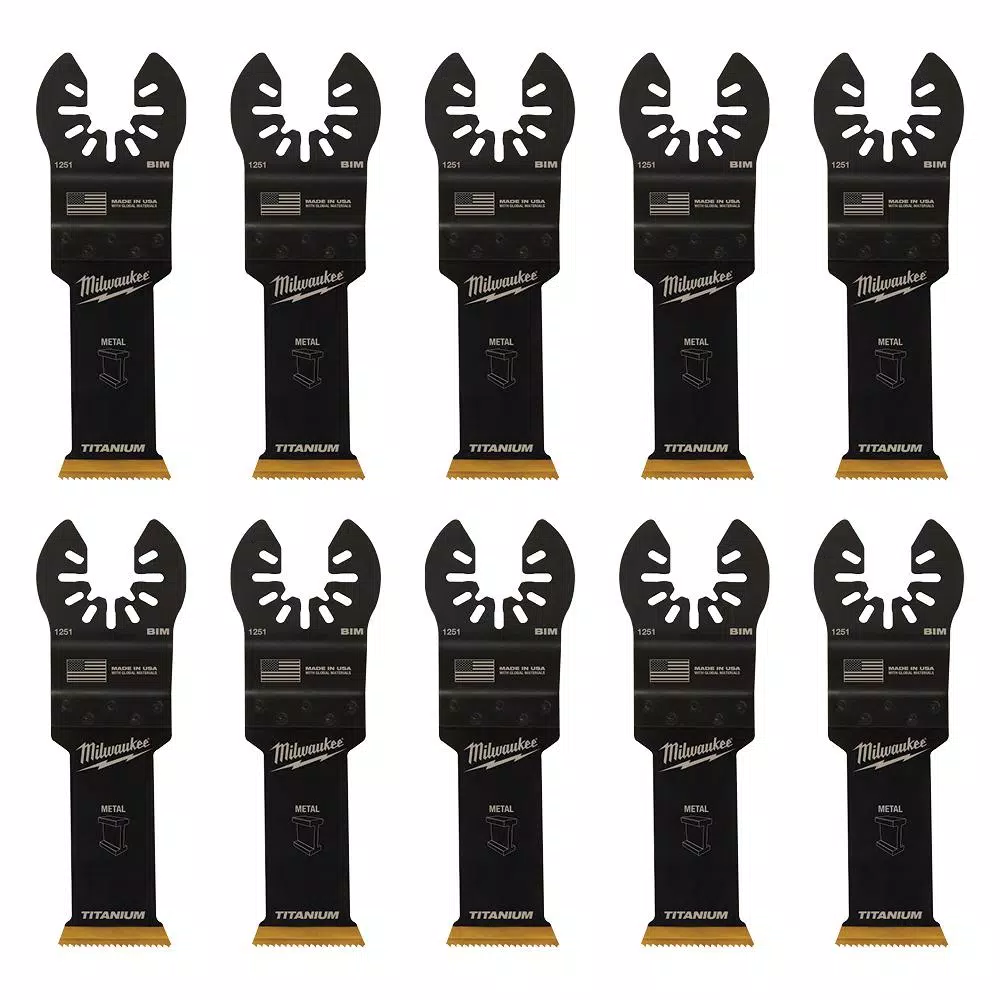 Milwaukee 1-1/8 in. Titanium Bi-Metal Universal Fit Wood and Metal Cutting Oscillating Multi-Tool Blade (10-Pack)