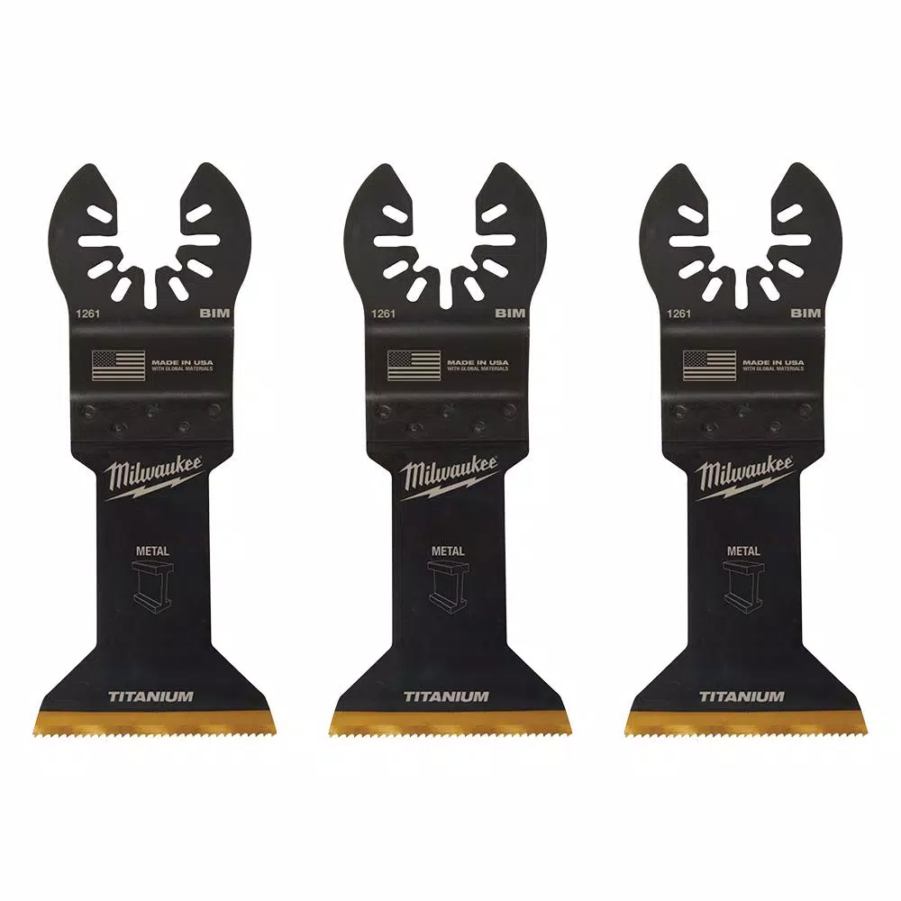 Milwaukee 1-3/4 in. Titanium Bi-Metal Universal Fit Metal Cutting Oscillating Multi-Tool Blade (3-Pack)