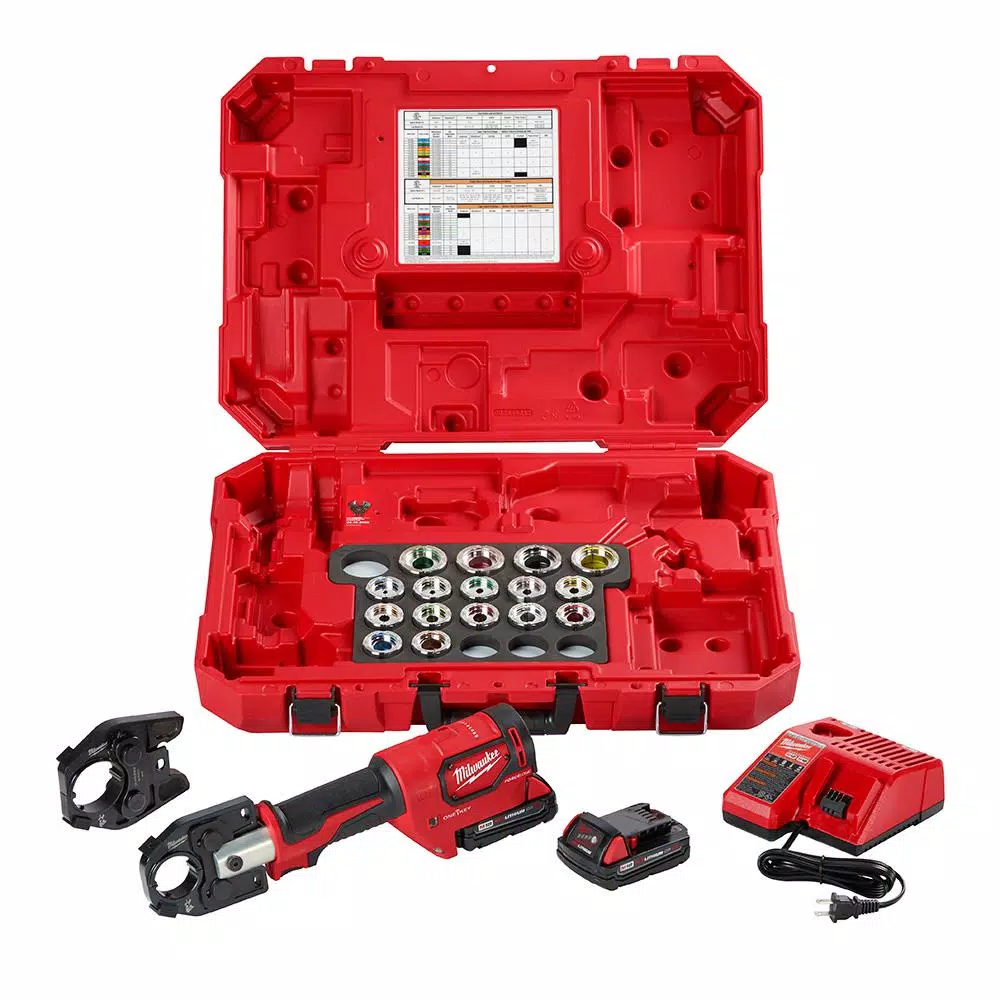 Milwaukee M18 18-Volt Lithium-Ion Cordless FORCE LOGIC 600 MCM Crimper Kit with 750 MCM Expanded Jaw