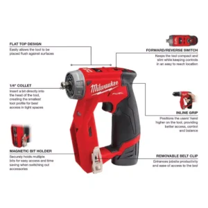 Milwaukee M12 FUEL 12-Volt Lithium-Ion Brushless Cordless 4-in-1 Installation 3/8 in. Drill Driver Kit with M12 Multi-Tool